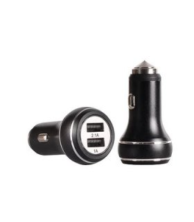 Ładowarka samochodowa TEL1 3,1A – 2xUSB, aluminiowa, czarna