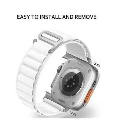 Pasek Nylon Loop Apple Watch 42–49 mm – biały