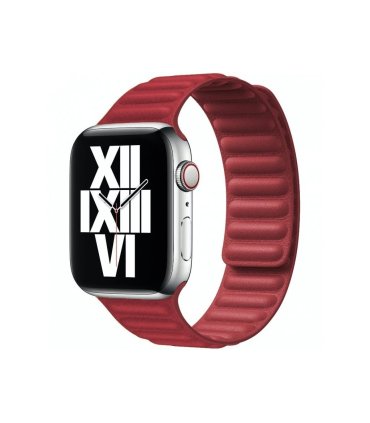 Pasek Apple Watch Leather Link 42–49 mm – Czerwony