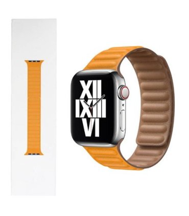 Pasek Apple Watch Leather Link 38–41 mm – Jasnopomarańczowy