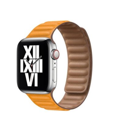 Pasek Apple Watch Leather Link 38–41 mm – Jasnopomarańczowy