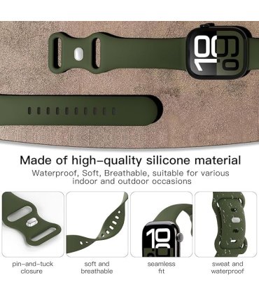 Pasek sportowy Apple Watch 38–49 mm – Wojskowa Zieleń