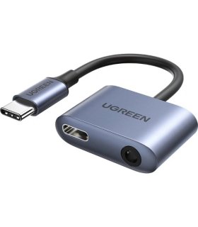 Adapter UGREEN CM231 szary – USB-C PD + mini jack 3,5 mm