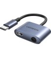 Adapter UGREEN CM231 szary – USB-C PD + mini jack 3,5 mm