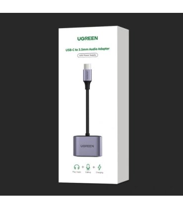 Adapter UGREEN CM231 szary – USB-C PD + mini jack 3,5 mm