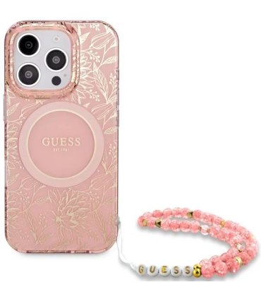 Guess Flowers Allover iPhone 16 Pro Max – Różowe MagSafe