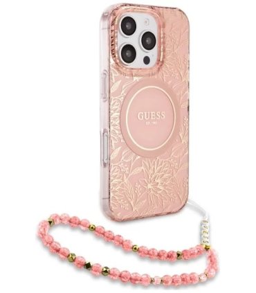 Guess Flowers Allover iPhone 16 Pro Max – Różowe MagSafe
