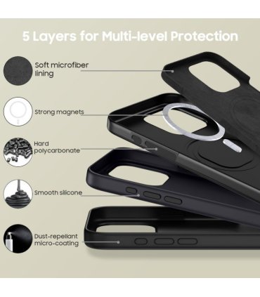 Tech‑Protect Silicone MagSafe iPhone 16 Pro Max – Black