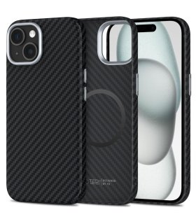 TECH‑PROTECT ION Carbon MagSafe – iPhone 15 Black/Silver