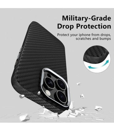 TECH‑PROTECT ION Carbon MagSafe – iPhone 15 Black/Silver