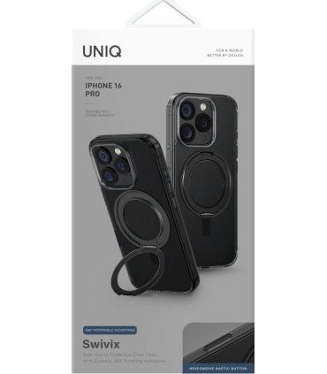 UNIQ Swivix – iPhone 16 Pro 360° Kickstand Czarny