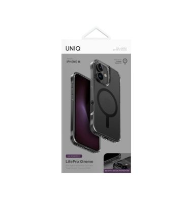 UNIQ LifePro Xtreme MagClick – iPhone 16 Czarny (Frost Smoke)