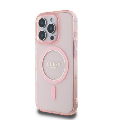 Guess IML Glitter Circle MagSafe Etui na iPhone 16 Pro Max - Różowe