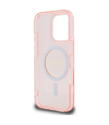 Guess IML Glitter Circle MagSafe Etui na iPhone 16 Pro Max - Różowe