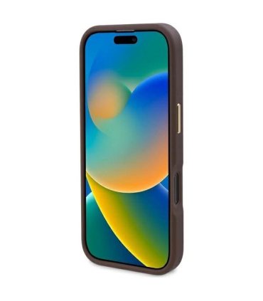 Etui Guess 4G Logo Plate MagSafe na iPhone 16 Pro Max - Brązowe