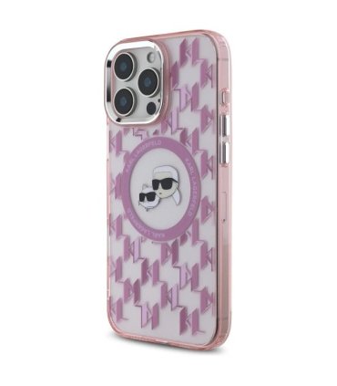 Karl Lagerfeld IML Monogram Karl & Choupette Etui MagSafe do iPhone 16 Pro Max - Różowe