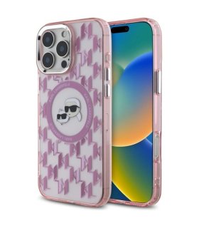 Karl Lagerfeld IML Monogram Karl & Choupette Etui MagSafe do iPhone 16 Pro Max - Różowe