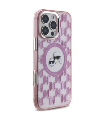 Karl Lagerfeld IML Monogram Karl & Choupette Etui MagSafe do iPhone 16 Pro Max - Różowe