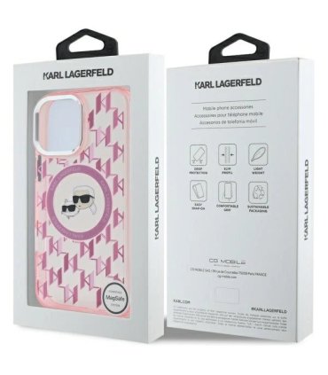 Karl Lagerfeld IML Monogram Karl & Choupette Etui MagSafe do iPhone 16 Pro Max - Różowe