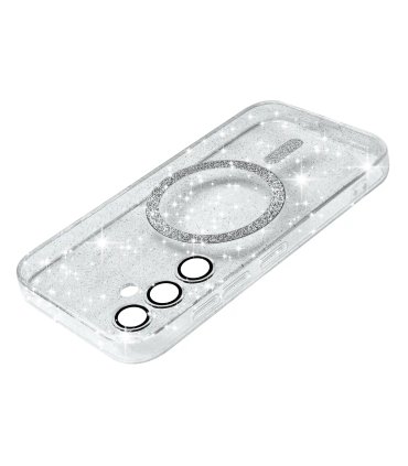 Etui brokatowe Glitter Case z MagSafe na Samsung Galaxy A56 5G - białe