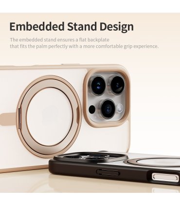 Rock Etui Rotating Stand Soft Touch Series Magnetic do iPhone 16 Pro Max - złote