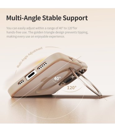 Rock Etui Rotating Stand Soft Touch Series Magnetic do iPhone 16 Pro Max - złote