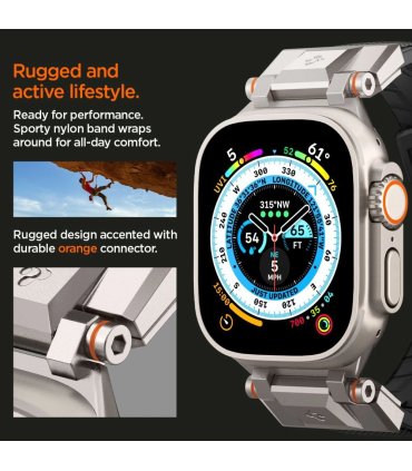 Pasek Spigen Durapro Armor na Apple Watch 4/5/6/7/8/9/SE/Ultra (42/44/45/49 mm) - czarny