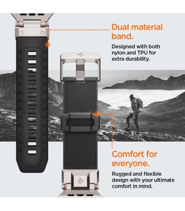 Pasek Spigen Durapro Armor na Apple Watch 4/5/6/7/8/9/SE/Ultra (42/44/45/49 mm) - czarny