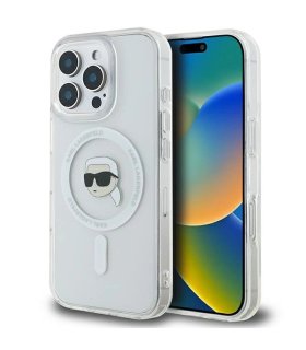 Karl Lagerfeld IML Metal Karl Head Etui MagSafe do iPhone 16 Pro - Białe