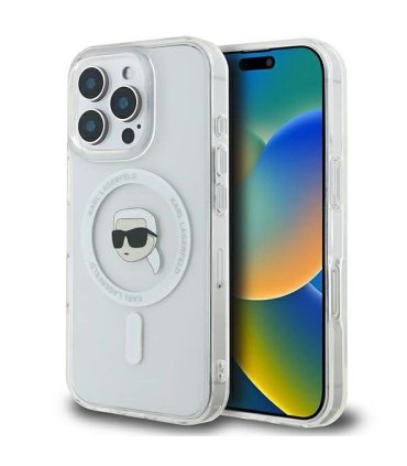 Karl Lagerfeld IML Metal Karl Head Etui MagSafe do iPhone 16 Pro - Białe