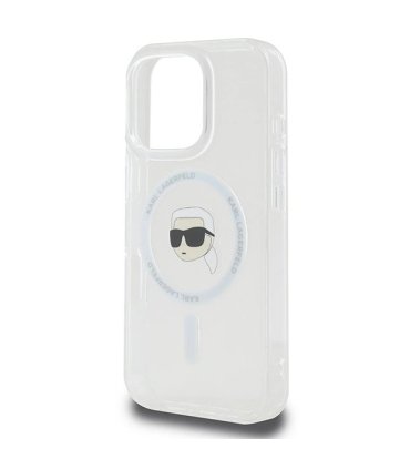 Karl Lagerfeld IML Metal Karl Head Etui MagSafe do iPhone 16 Pro - Białe