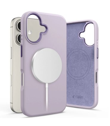 Etui Tech-Protect Silicone PU MagSafe na iPhone 16 - Fioletowe
