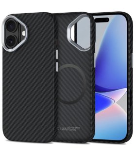 Etui Tech-Protect Ion Carbon MagSafe do iPhone 17 czarno-srebrne