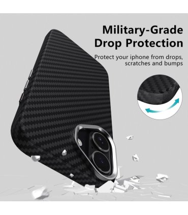 Etui Tech-Protect Ion Carbon MagSafe do iPhone 17 czarno-srebrne