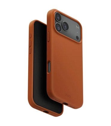 Etui UNIQ Lino do iPhone 17 Pro Max z Magclick Charging pomarańczowe