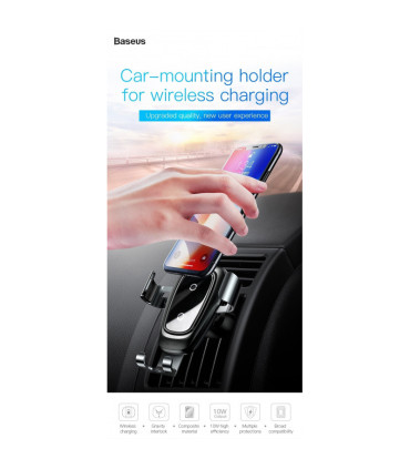 Baseus WXYL-B0A Czarny Bezprzewodowy Ładowarka do Kratki Nawiewu