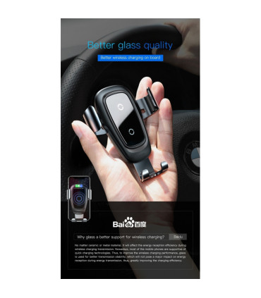 Baseus WXYL-B0A Czarny Bezprzewodowy Ładowarka do Kratki Nawiewu