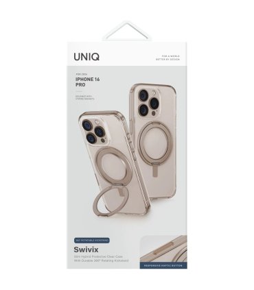 Etui UNIQ Swivix 360 Kickstand do iPhone 16 złote