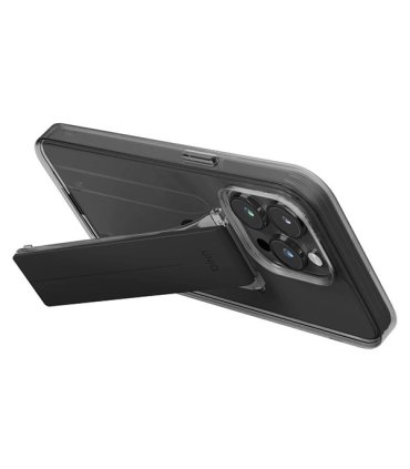 Etui UNIQ Heldro Mount do iPhone 15 Pro z podstawką dymione