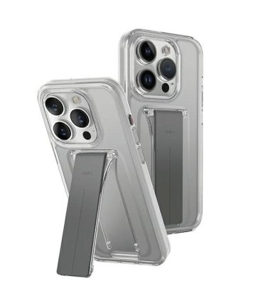 Etui UNIQ Heldro Mount do iPhone 15 Pro z podstawką przezroczyste