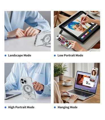 Etui Rock Rotating Stand Crystal Magnetic do iPhone 16 czarne