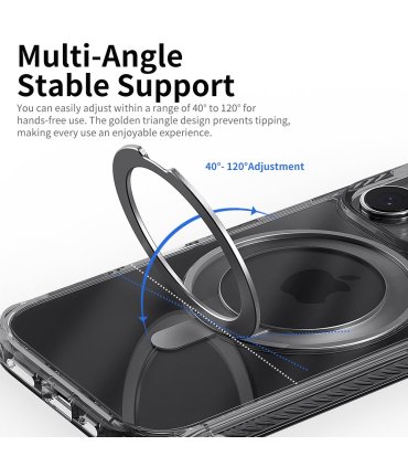 Etui Rock Rotating Stand Crystal Magnetic do iPhone 16 czarne