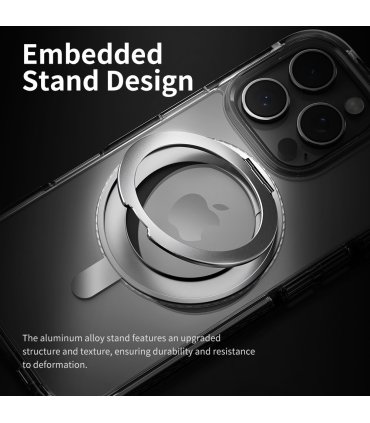 Etui Rock Rotating Stand Crystal Magnetic do iPhone 16 czarne