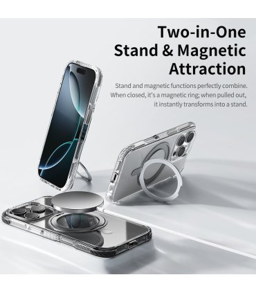 Etui Rock Rotating Stand Crystal Magnetic do iPhone 16 czarne