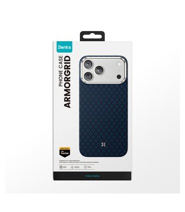 Etui Benks Magnetic Armor Air Armor Grid Kevlar 600D do iPhone 17 Pro Max niebieskie