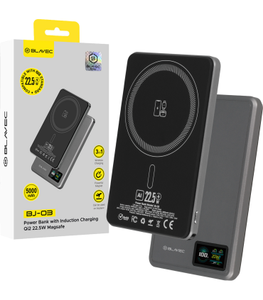 Blavec Power Bank BJ-03 5000mAh 22,5W MagSafe Typ C Ultra Slim 7,8mm Szary