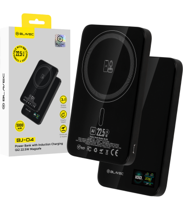 Blavec Power Bank BJ-04 5000mAh 22,5W MagSafe Typ C Ultra Slim 7,8mm Czarny