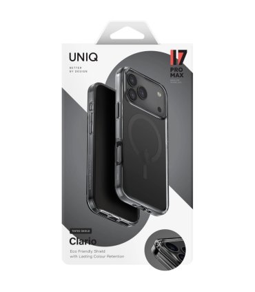 UNIQ Clario Magclick Etui iPhone 17 Pro Max Czarne Ładowanie MagSafe