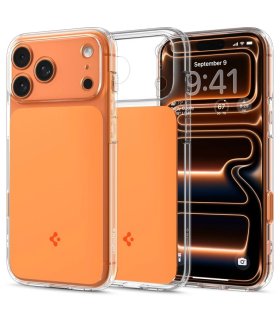 Spigen Thin Fit MagSafe Etui iPhone 17 Pro Max Przezroczysto-pomarańczowe