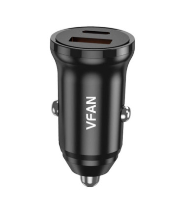 Ładowarka Samochodowa C03 Mini 20W USB + USB-C (Czarna)